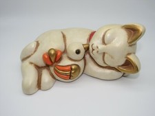 THUN, Vintage, Gatto con uccellino. Bianco. Lungezza 21 cm. Molto raro.