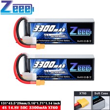 2pcs Zeee 14,8V 4S LiPo batteria batteria 50C 3300mAh XT60 per RC aereo auto FPV