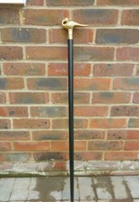 Antico bastone da passeggio in ottone stile cigno Ercole Poirot manico vintag...