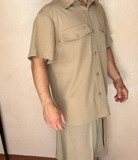 Completino Estivo Uomo Beige – Camicia + Pantaloncini Coordinati, Casual