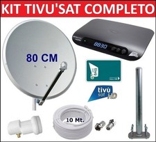 Kit Parabola Antenna Satellitare 80cm Con Decoder Tivusat HD Con Scheda Tv Sat @