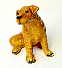 Antica statuina ceramica Mortens Studio Terrier seduto Airedale cucciolo cane c1940