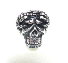 ANELLO TESCHIO ARGENTO 925% UOMO DONNA macabro Fascia unisex