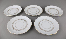 5 Piattini BAVARIA Theresia in porcellana bianca con dettagli filo oro da caffè