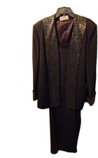 Abito giacca paillettes formale vintage Miri Haute Couture combo seta nera taglia large