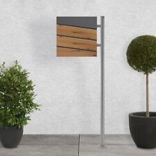 Cassetta postale antracite effetto legno supporto piedistallo acciaio inox