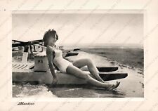 1978 Abbandono Ragazza pin up pedalò mare spiaggia Cartolina fotografica
