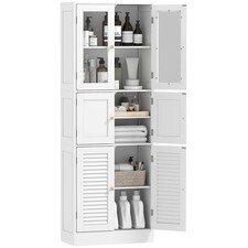 HOMCOM Mobile Bagno con 3 Armadietti e Ripiani Regolabili 60x30x170cm Bianco