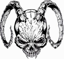 POSTER LOCANDINA ADESIVO RIPRODUZIONE - TESCHIO SKULLS ARIETE TATOO MANIFESTO