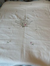 COPRILETTO MATRIMONIALE RICAMATO A MANO VINTAGE 100% COTONE