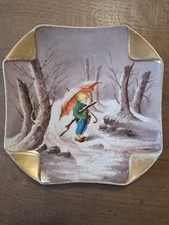 Raro Piatto Porcellana Limoges XIX Scena Contadina Francia France Porcelain