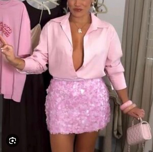 Zara minigonna paillettes rosa - paillettes,