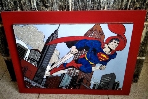 Quadro legno superman - in,