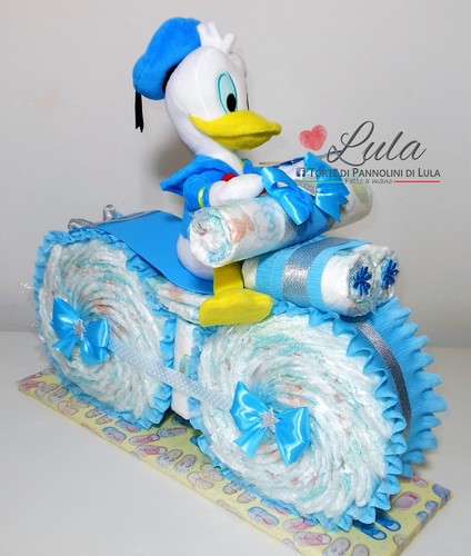 Torta pannolini moto peluche - torta,