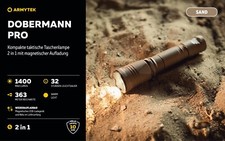 Lampada da caccia tattica LED Armytek Dobermann Pro sabbia luce calda 1400 lm 363 m