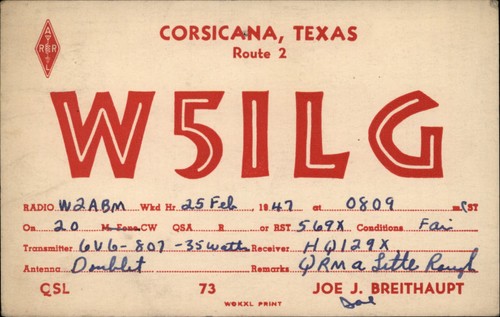 Scheda radio qsl w5ilg - scheda,