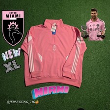 Felpa con cappuccio mezza zip Adidas Originals rosa Inter Miami CF 2025 uomo XL nuova