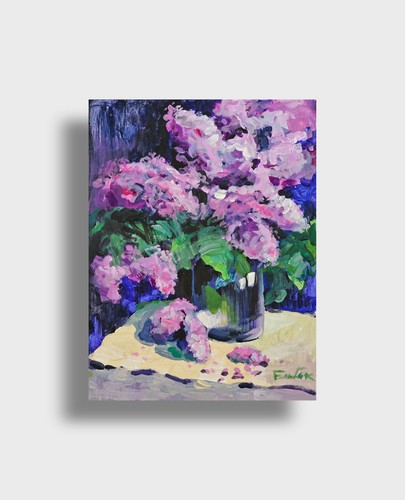 Dipinto olio bouquet - , lilla