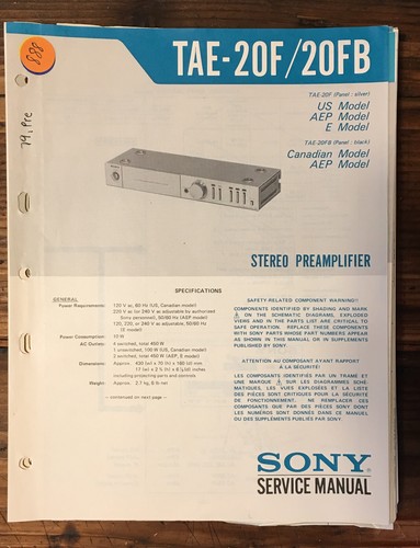 Sony tae 20f 20fb - sony, tae-20fb
