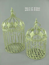 Antico Decorazione Gabbia per Uccelli 2er-Set IN Metallo Piante Fiori Bianco