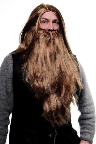 Parrucca barba set braun - set:,