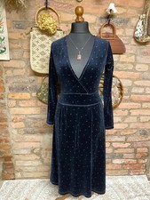 Abito GUDRUN SJODEN nero a pois in velluto a pois con scollo a V body in velluto a coste taglia S