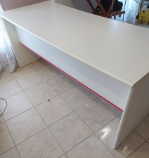 Tavolo Ufficio Studio Bianco Scrivania 180 Cm Usato Laccato Liscio Mensola...