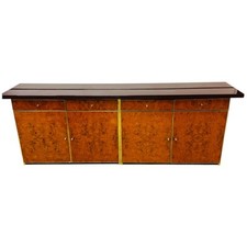 Sideboard In Radica E Metallo Dorato Modernariato Anni ‘70