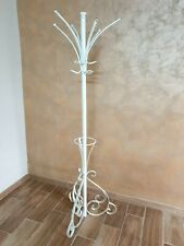 Appendiabiti in ferro battuto da terra bianco decorato oro