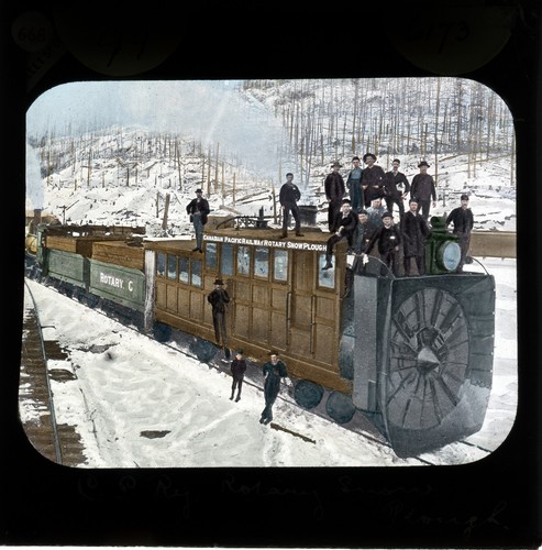 Magic lantern train snowplough - train,