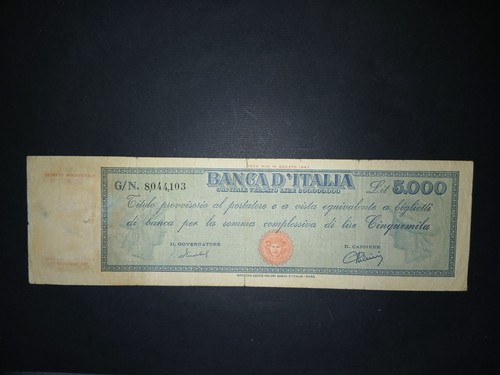 5000 lire titolo provvisorio - lire,