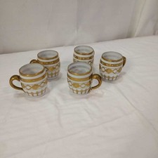 Gruppo di 5 Tazzine Antiche Vetro Lattimo Italia Fine '800 Inizio '900 Originali