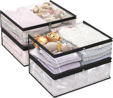 4 Scatole Trasparenti per Riporre Vestiti, Coperte, Lenzuola, Armadi, in Tessuto
