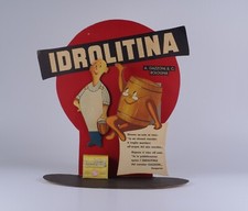 Grande espositore da banco tridimensionale in cartone "IDROLITINA" anni '50