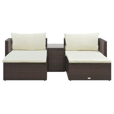 vidaXL Set Divani da Giardino 5 pz con Cuscini in Polyrattan Marrone