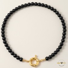 COLLANA DONNA AGATA NERA 8 mm