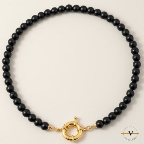 Collana donna agata nera - collana, mm