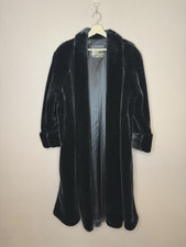 London Fog Black Long Faux Fur Coat Teddy Jacket | Women's Size 14P Whimsygoth