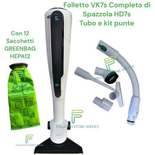 VORWERK FOLLETTO VK7S 1 BATTERIA EXPO FIERA ITALIA TUBO ACCESSORI 12 SACCHETTI