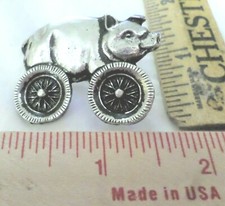 pig on wheels pin vintage