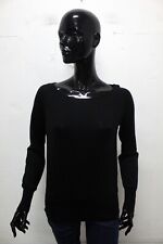 Liu Jo Maglione Donna Taglia XS Pullover In Cotone Sweater Maglioncino Nero Logo