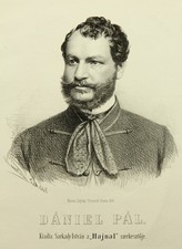 G. MARASTONI (*1834), Ritratto di Dániel Pál, 1868, Litografia Romantica