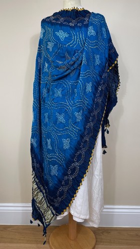 Bandhani dupatta rai blu - dupatta,