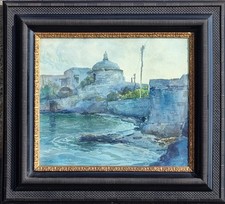 Nicolas De Corsi  Odessa 1882-Napoli 1956 )"Veduta costiera",marina,  acquerello