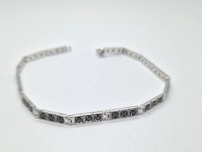 Bracciale Tennis Oro Bianco 18k E Diamanti Neri