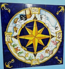 DIPINTO PANNELLO ROSA DEI VENTI 60x60 IN CERAMICA VIETRESE