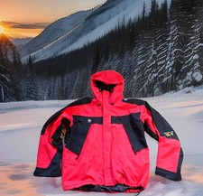 MOUNTAIN HARDWARE GORETEX GIACCA CON CAPPUCCIO UOMO TAGLIA XL VINTAGE ROSSO/NERO