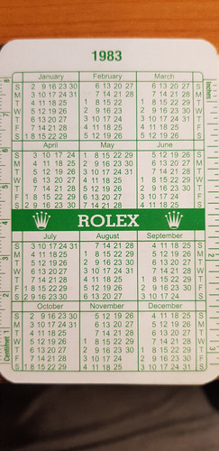 Calendario rolex 1983 - rolex, 1983/1984