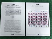 FOGLIO COMPLETO FRANCOBOLLI MILAN CAMPIONE D ITALIA 1987/1988 MAGLIA MATCH WORN