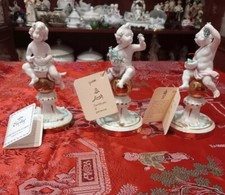 3 Statuine Bomboniere Porcellana Tiche Galletti Con Certificato
